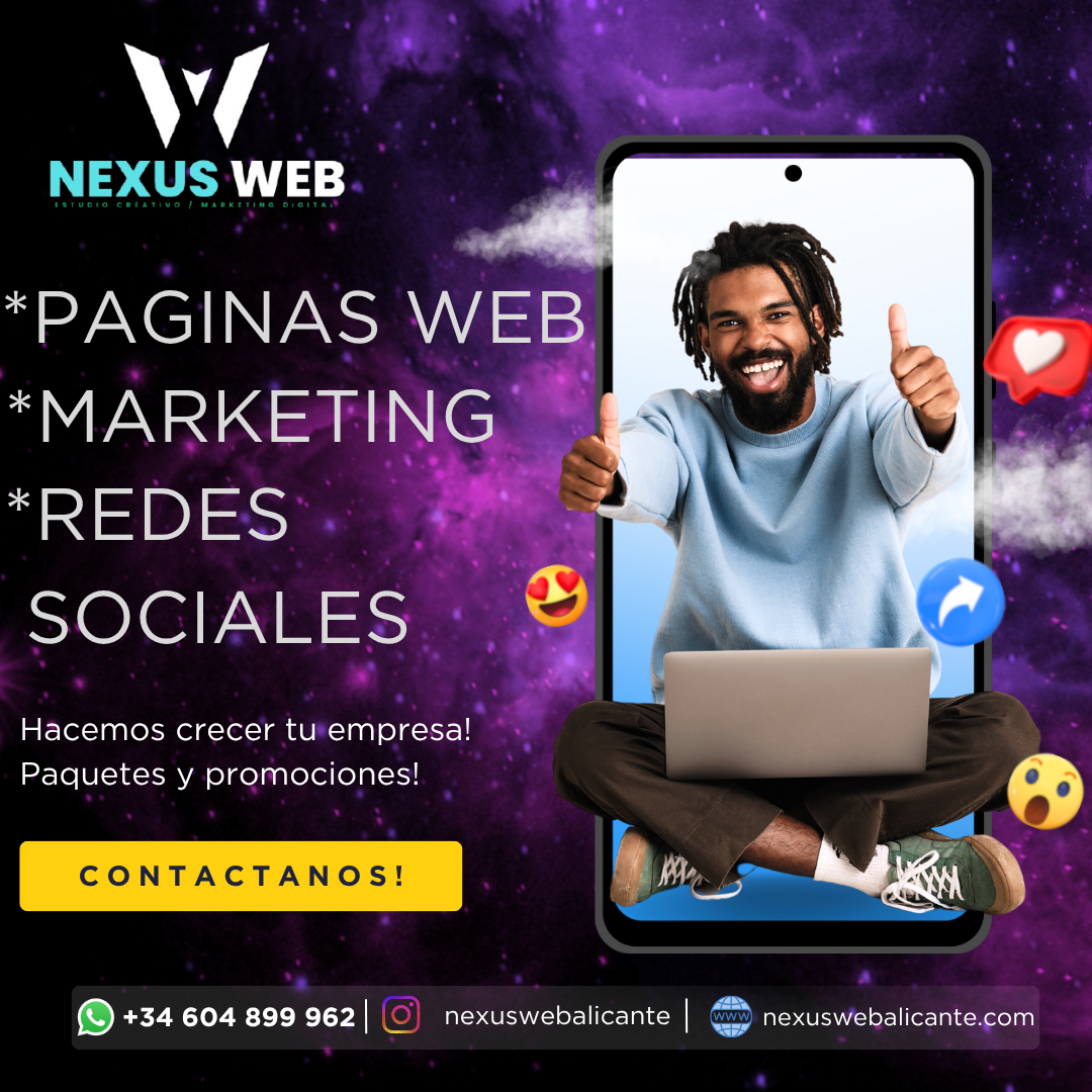 Promoción Nexus Web: páginas web, marketing y redes sociales